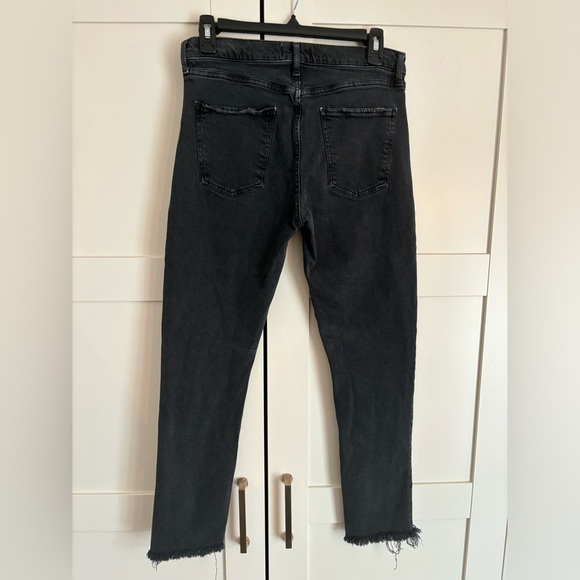 AGOLDE TONI MID RISE STRAIGHT RAW HEM SIZE 27 BLACK WASH STRAIGHT LEG DENIM CROP - Picture 4 of 8